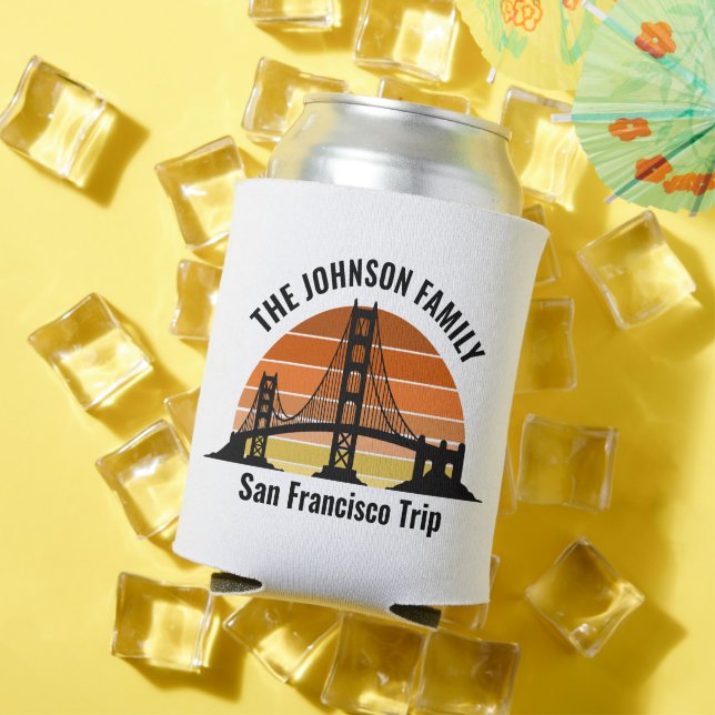 San Francisco Bridge Sunset Custom Souvenir Can Cooler (In Situ Summer)
