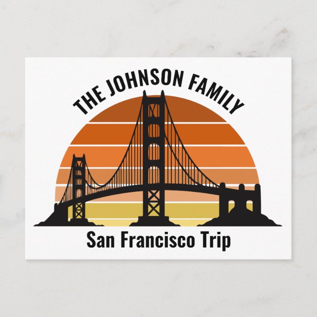 San Francisco Bridge Sunset Customised Postcard (Front)