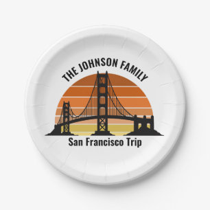 San Francisco Bridge Sunset Personalized Party Paper Plate