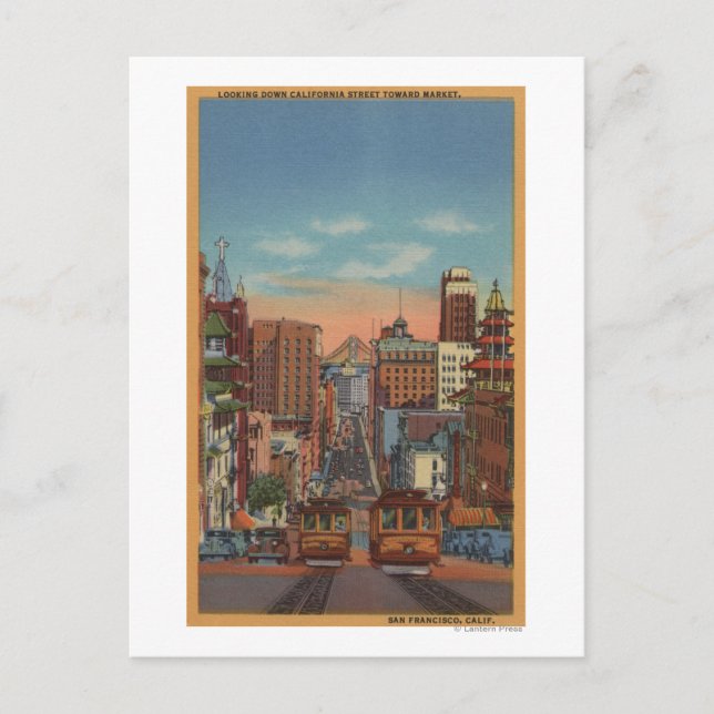 San Francisco, CA - Cable Cars going up Postcard (Front)