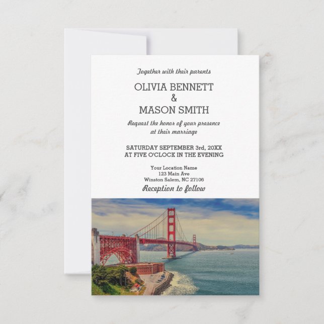 San Francisco CA Golden Gate Br Wedding Invitation (Front)