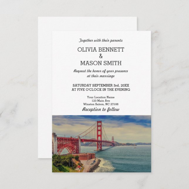 San Francisco CA Golden Gate Br Wedding Invitation (Front/Back)