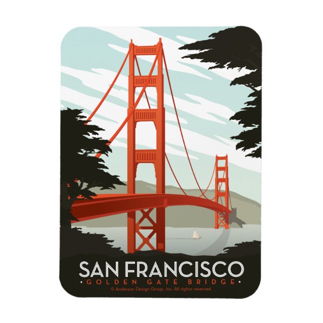San Francisco, CA - Golden Gate Bridge Magnet (Vertical)