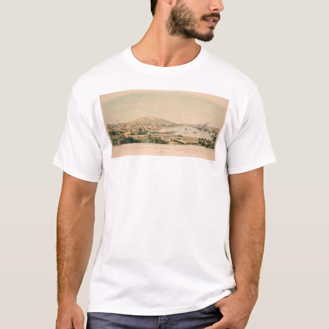 San Francisco, CA. Panoramic Map 1849 (1626A) T-Shirt (Front)