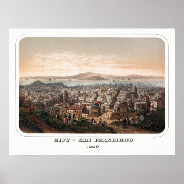 San Francisco, CA Panoramic Map - 1860 Poster (Front)