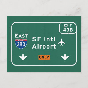 San Francisco CA SFO Airport I-380 E Interstate - Postcard