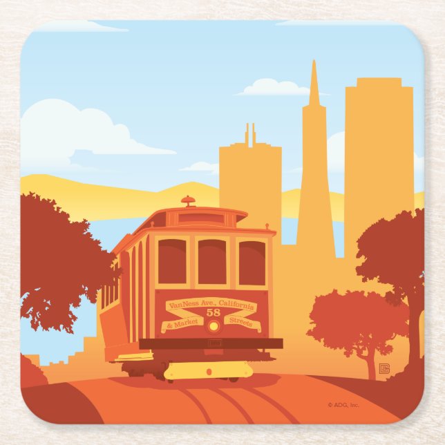 San Francisco, CA - The City by the Bay Square Paper Coaster (Front)