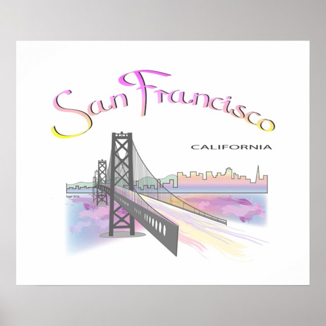 San Francisco, CA with Rainbow Colours Poster (Front)