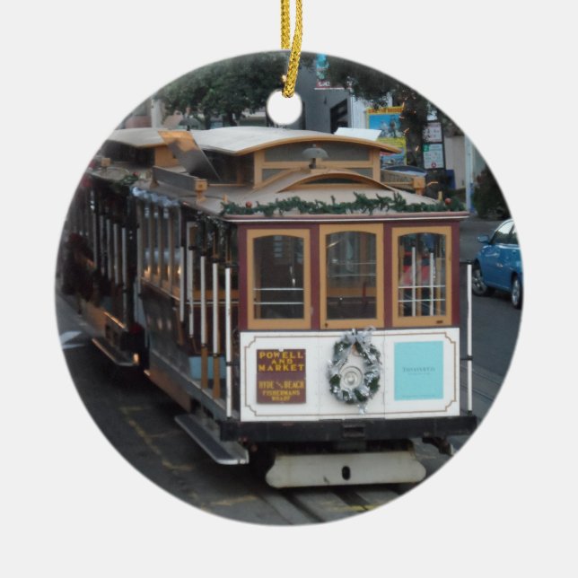 San Francisco Cable Car Ceramic Tree Decoration (Front)
