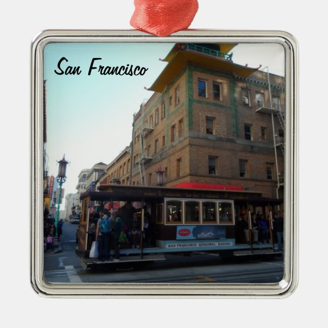 San Francisco Cable Car Metal Tree Decoration (Front)