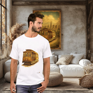 San Francisco Cable Car Mid-Century Retro Vintage T-Shirt