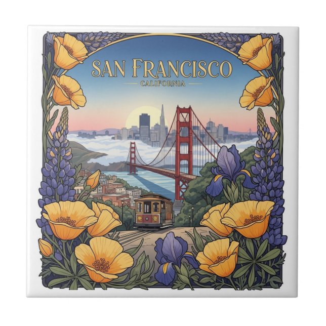 San Francisco Cable Car Postcard Tile (Front)