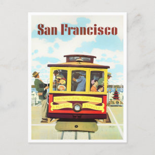 San Francisco cable car vintage travel postcard