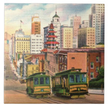 San Francisco Cable Cars Ceramic Tile