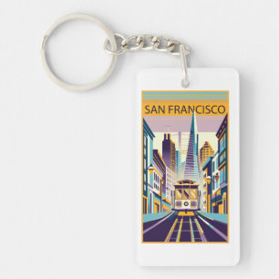 San Francisco California Art Deco Key Ring