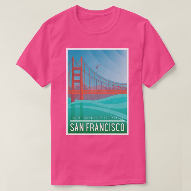 San Francisco California Art Deco Nouveau Travel P T-Shirt (Design Front)