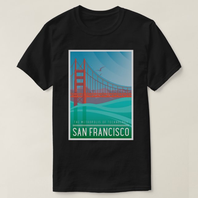 San Francisco California Art Deco Nouveau Travel P T-Shirt (Design Front)