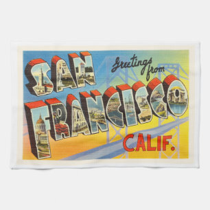 San Francisco California CA Old Travel Souvenir Tea Towel