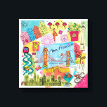 San Francisco, California Canvas Print<br><div class="desc">Global Travel XI by Farida Zaman. Image features the city of San Francisco,  California with various famous landmarks and elements of the city. | SID23322</div>