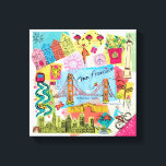 San Francisco, California Canvas Print<br><div class="desc">Global Travel XI by Farida Zaman. Image features the city of San Francisco,  California with various famous landmarks and elements of the city. | SID23322</div>