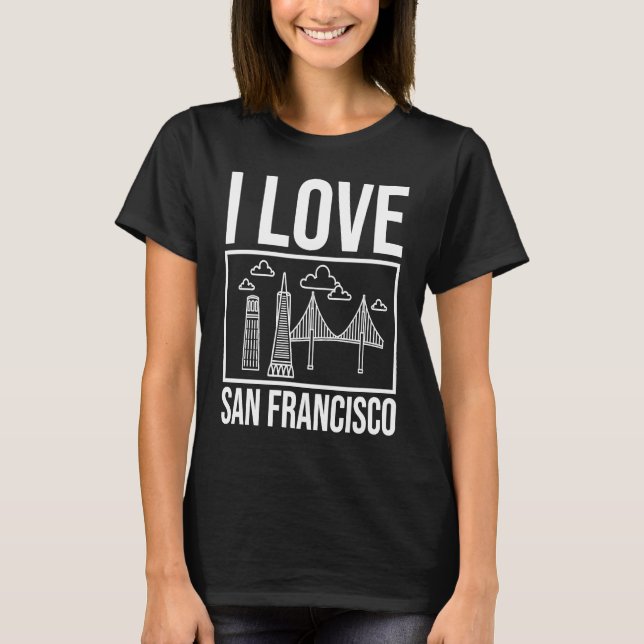 San Francisco California City Skyline Map Travel T-Shirt (Front)
