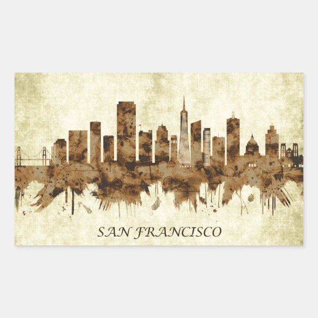 San Francisco California Cityscape Rectangular Sticker (Front)