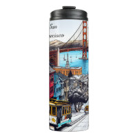 San Francisco, California Comic Book Style Art