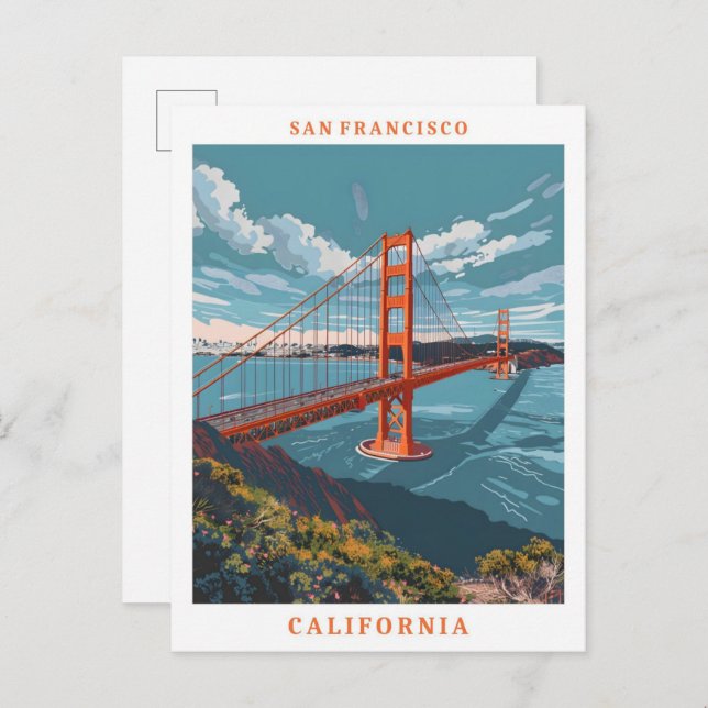 San Francisco California Elegant Vintage Travel Postcard (Front/Back)