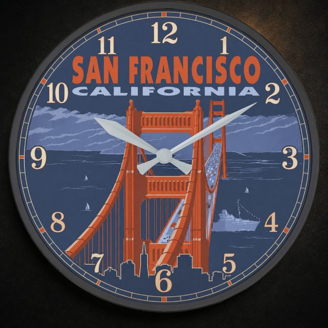 San Francisco California Golden Gate Bridge  Large Clock (Creator Uploaded)