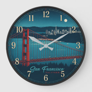 San Francisco California Golden Gate Bridge Large Clock