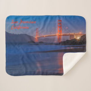 San Francisco California Golden Gate Bridge Sherpa Blanket