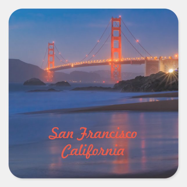 San Francisco California Golden Gate Bridge Square Sticker (Front)