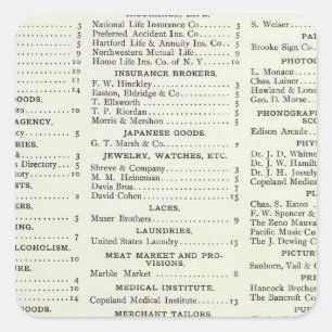 San Francisco California Index Square Sticker