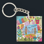 San Francisco, California Key Ring<br><div class="desc">Global Travel XI by Farida Zaman. Image features the city of San Francisco,  California with various famous landmarks and elements of the city. | SID23322</div>