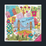 San Francisco, California Magnet<br><div class="desc">Global Travel XI by Farida Zaman. Image features the city of San Francisco,  California with various famous landmarks and elements of the city. | SID23322</div>