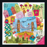 San Francisco, California Poster<br><div class="desc">Global Travel XI by Farida Zaman. Image features the city of San Francisco,  California with various famous landmarks and elements of the city. | SID23322</div>
