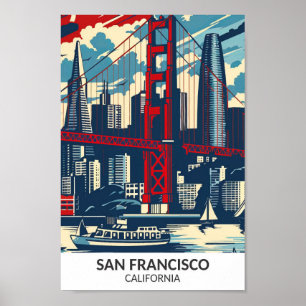 San Francisco California Retro Artwork Travel Poster