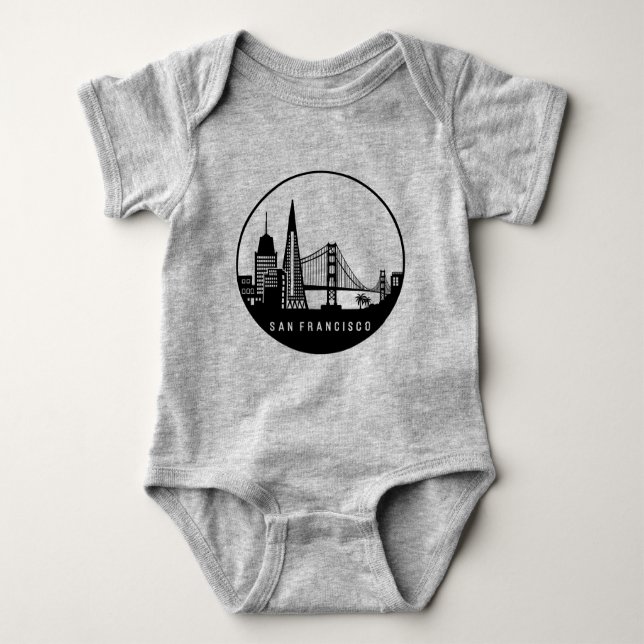 San Francisco California Skyline Baby Bodysuit (Front)