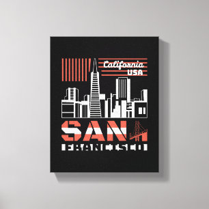 San Francisco California Skyline Retro UrbanDesign Canvas Print