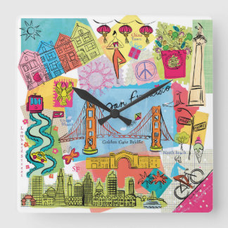 San Francisco, California Square Wall Clock
