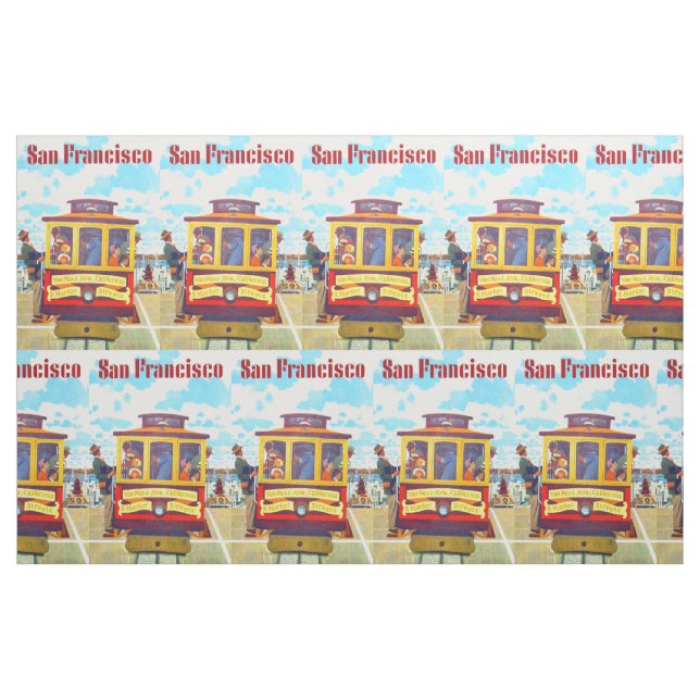 San Francisco California Trolley Car Golden Gate Fabric (Yard)