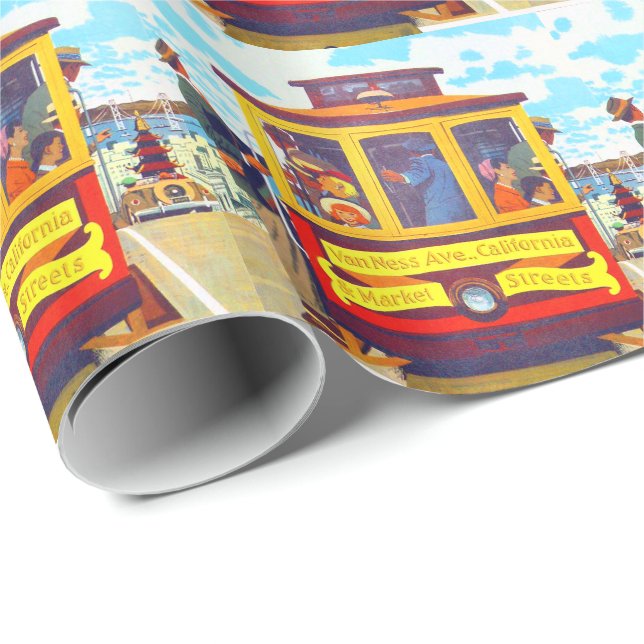 San Francisco California Trolley Car Golden Gate Wrapping Paper (Roll Corner)