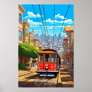 San Francisco California USA Travel Illustration Poster