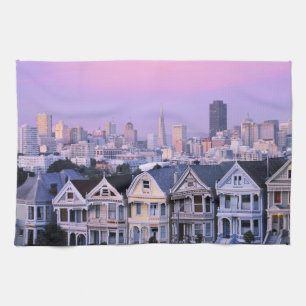 San Francisco, California. View of Victorian Tea Towel