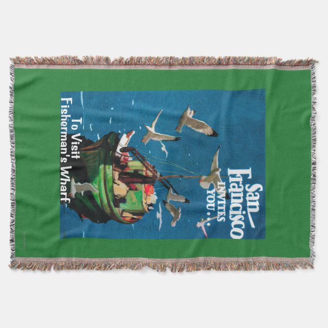 San Francisco, CaliforniaFisherman's Wharf Throw Blanket (Front)