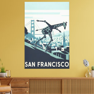 San Francisco canvas print styled in WPA art