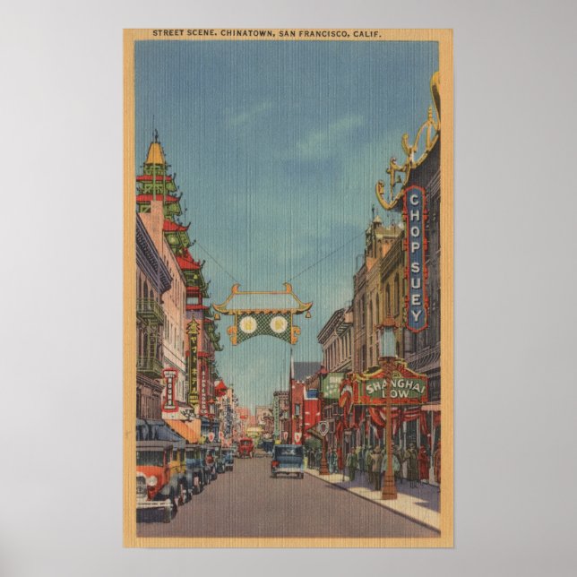 San Francisco, CAStreet Scene of Chinatown Poster (Front)