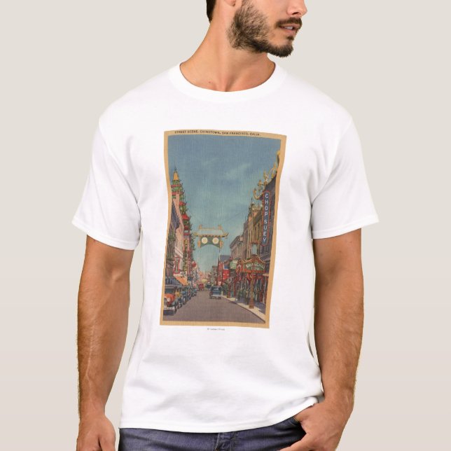 San Francisco, CAStreet Scene of Chinatown T-Shirt (Front)