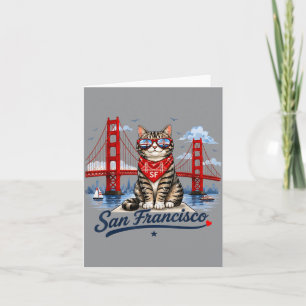 San Francisco Cat Golden Gate Bridge Book Lover Card