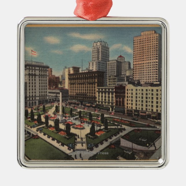 San Francisco, CAUnion Square View Metal Tree Decoration (Front)